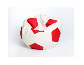 Кресло-мешок Мяч большой Экокожа бело-красное в Озёрске - ozyorsk.mebel-74.com | фото