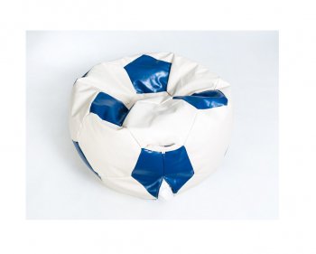 Кресло-мешок Мяч большой Экокожа бело-синее в Озёрске - ozyorsk.mebel-74.com | фото