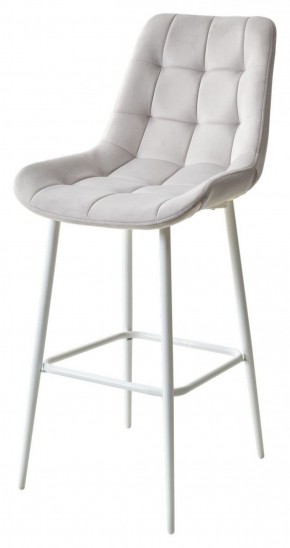 Барный стул ХОФМАН, цвет H-09 Светло-серый, велюр / белый каркас М-City в Озёрске - ozyorsk.mebel-74.com | фото