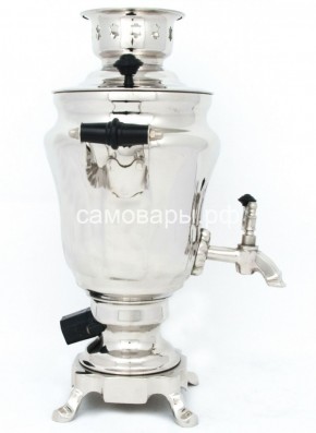 Электрический самовар из латуни никелированный на 1,5 литра форма "Тюльпан" с защитой от выкипания в Озёрске - ozyorsk.mebel-74.com | фото