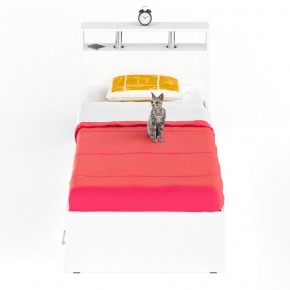 Камелия Кровать с ящиками 0900, цвет белый, ШхГхВ 93,5х217х78,2 см., сп.м. 900х2000 мм., без матраса, основание есть в Озёрске - ozyorsk.mebel-74.com | фото