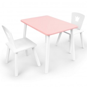 Комплект детской мебели стол и два стула Корона  (Розовый/Белый/Белый) в Озёрске - ozyorsk.mebel-74.com | фото