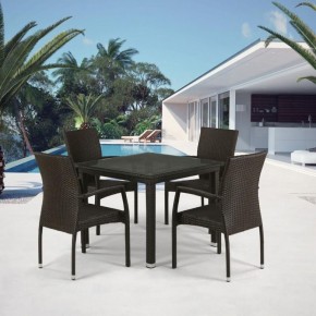 Комплект плетеной мебели T257A/YC379A-W53 Brown (4+1) + подушки на стульях в Озёрске - ozyorsk.mebel-74.com | фото