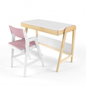 Комплект растущий стол и стул с чехлом 38 попугаев «Вуди» (Белый, Белый, Розовый) в Озёрске - ozyorsk.mebel-74.com | фото