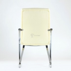 Кресло Barneo K-25 для посетителей и переговорных (хром, бежевая экокожа) в Озёрске - ozyorsk.mebel-74.com | фото