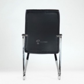 Кресло Barneo K-25 для посетителей и переговорных (хром, черная экокожа) в Озёрске - ozyorsk.mebel-74.com | фото