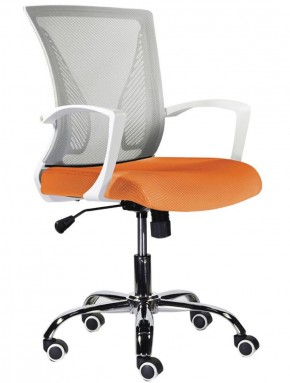 Кресло BRABIX "Wings MG-306", пластик белый, хром, сетка, серое/оранжевое, 532011 в Озёрске - ozyorsk.mebel-74.com | фото