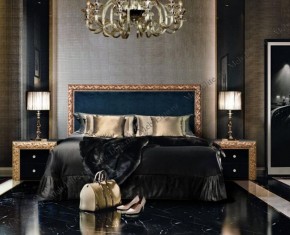Кровать 2-х спальная (1,6 м) Тиффани Premium черная/золото с мягким элементом (Антрацит) с подъемным механизмомарт (ТФКР-3[3](П) в Озёрске - ozyorsk.mebel-74.com | фото