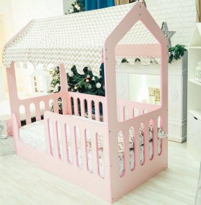 Кровать-домик без ящика 800*1600 (Розовый) в Озёрске - ozyorsk.mebel-74.com | фото