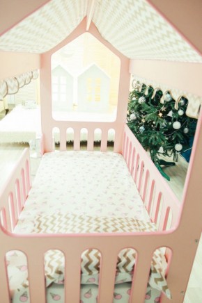 Кровать-домик без ящика 800*1600 (Розовый) в Озёрске - ozyorsk.mebel-74.com | фото