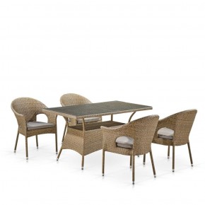 Обеденный комплект плетеной мебели T198B/Y79B-W56 Light Brown (4+1) в Озёрске - ozyorsk.mebel-74.com | фото