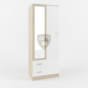 Шкаф 2-х створчатый с зеркалом Софи СШК 800.3 (дуб сонома/белый глянец) в Озёрске - ozyorsk.mebel-74.com | фото