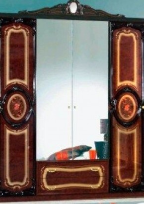 Шкаф 4-х дверный с зеркалами (01.144) Роза (могано) в Озёрске - ozyorsk.mebel-74.com | фото