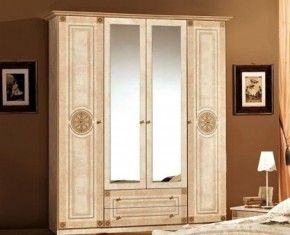 Шкаф 4-х дверный с зеркалами (02.144) Рома (беж) в Озёрске - ozyorsk.mebel-74.com | фото