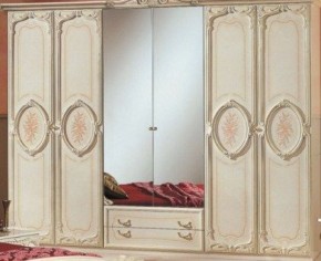 Шкаф 6-и дверный с зеркалами (01.146) Роза (беж) в Озёрске - ozyorsk.mebel-74.com | фото