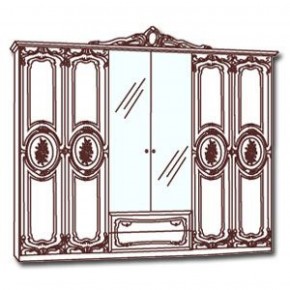 Шкаф 6-и дверный с зеркалами (01.146) Роза (могано) в Озёрске - ozyorsk.mebel-74.com | фото