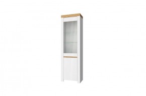 Шкаф с витриной  1V1D, TAURUS, цвет белый/дуб вотан в Озёрске - ozyorsk.mebel-74.com | фото