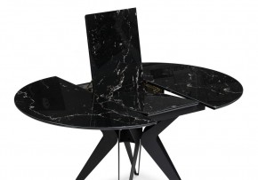 Стол стеклянный Рикла 110(150)х110х76 черный мрамор / черный в Озёрске - ozyorsk.mebel-74.com | фото
